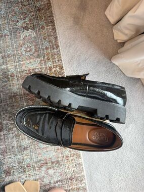 Franco Sarto black patent leather platform loafers - size 8.5